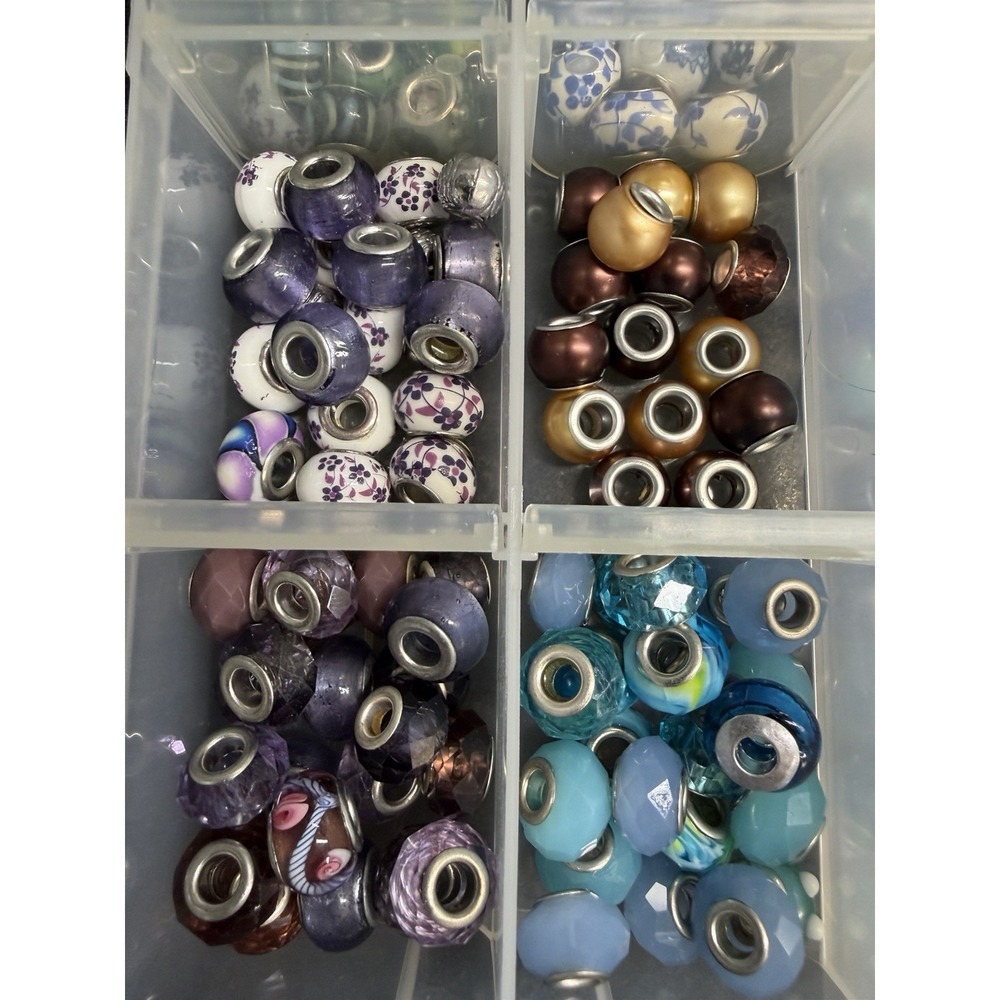 Large Collection of Assorted European-Style Glass Charm Beads Jewelry Maker Lot - Picture 5 of 7